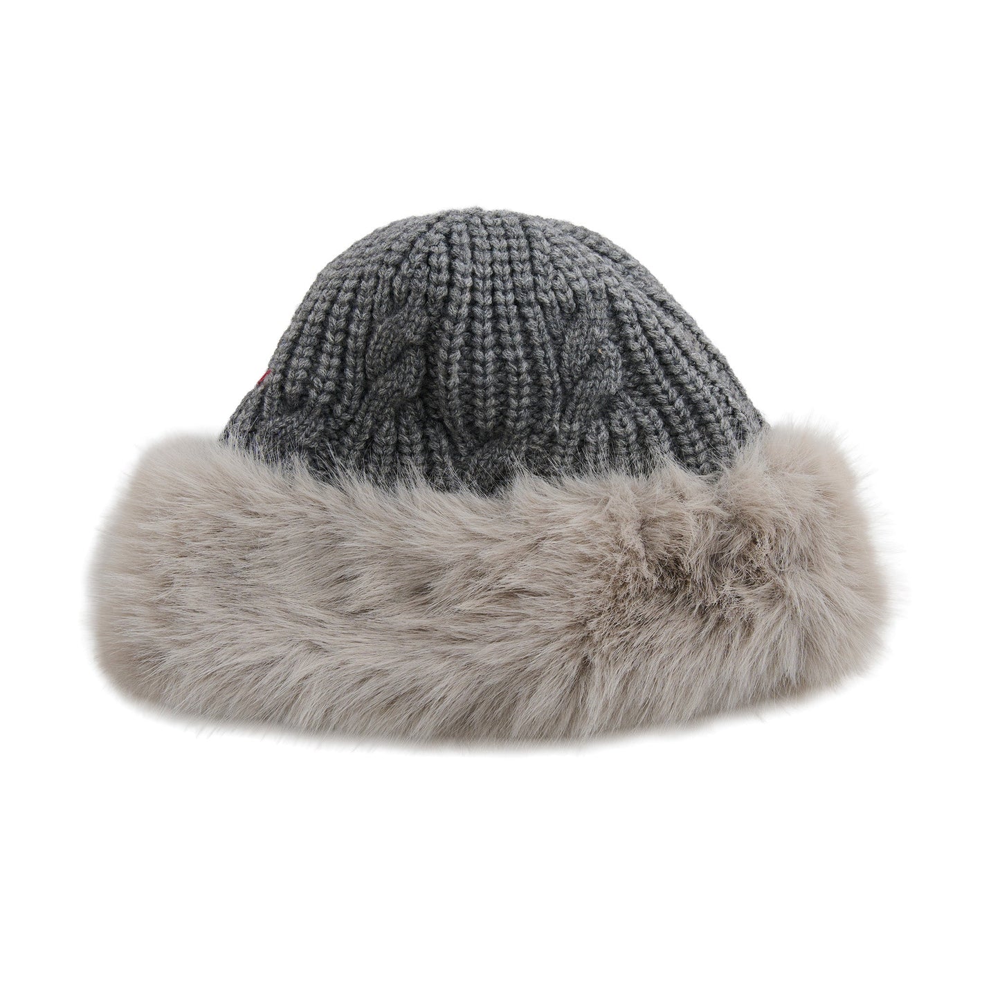 Wyatt Fleece Lined Faux Fur Cable Knit Beanie