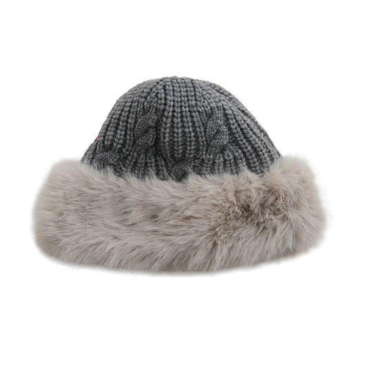 Wyatt Fleece Lined Faux Fur Cable Knit Beanie