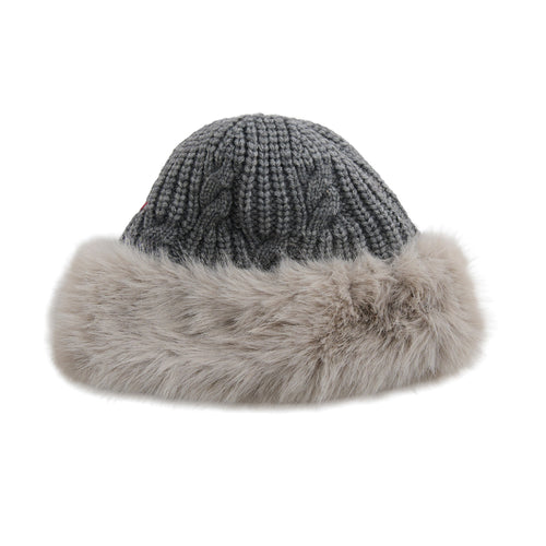 Wyatt Fleece Lined Faux Fur Cable Knit Beanie