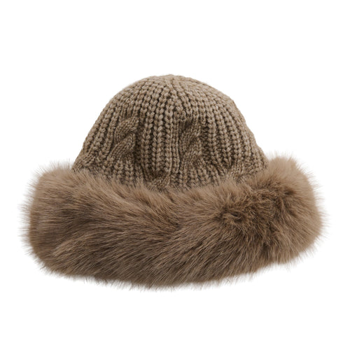 Wyatt Fleece Lined Faux Fur Cable Knit Beanie