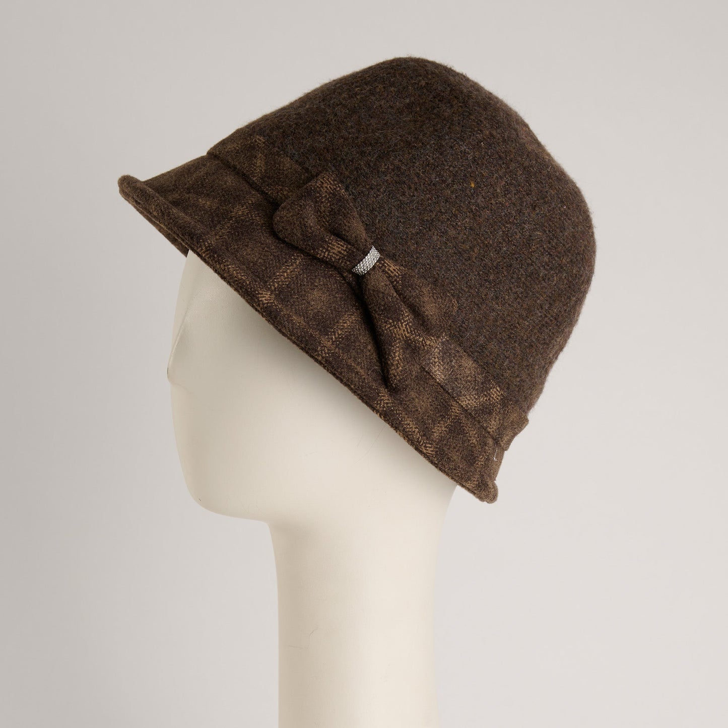 Calista Plaid Bow Cloche Hat
