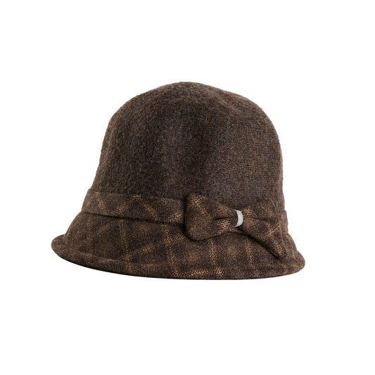 Calista Plaid Bow Cloche Hat