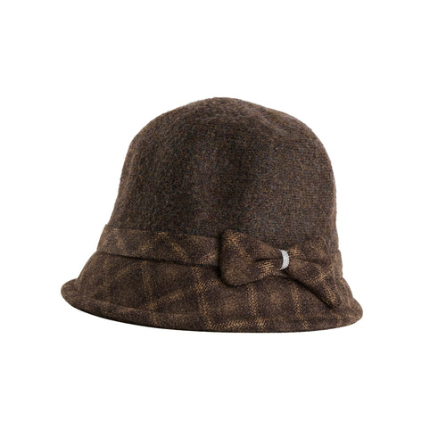 Calista Plaid Bow Cloche Hat