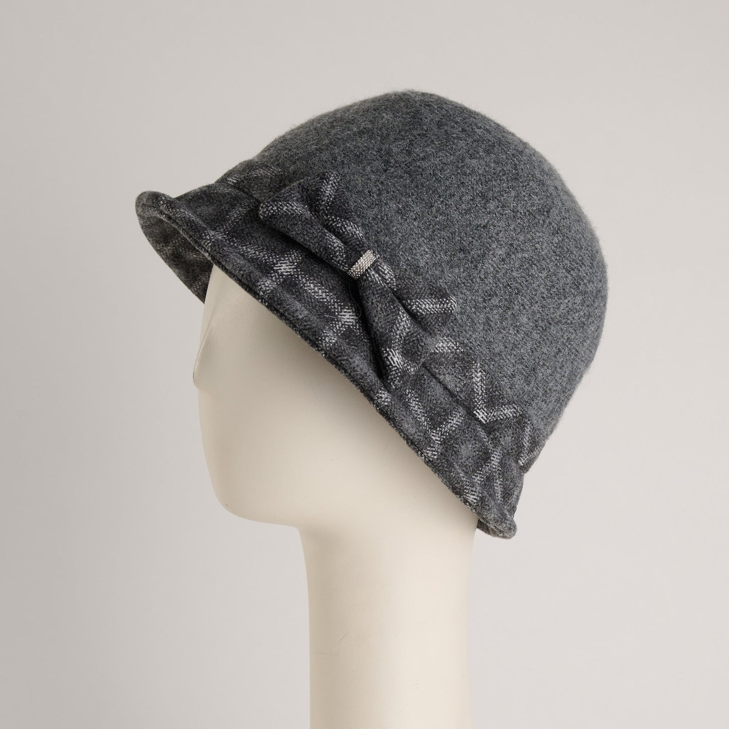 Calista Plaid Bow Cloche Hat