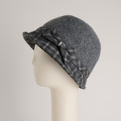 Calista Plaid Bow Cloche Hat