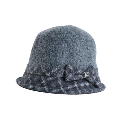 Calista Plaid Bow Cloche Hat