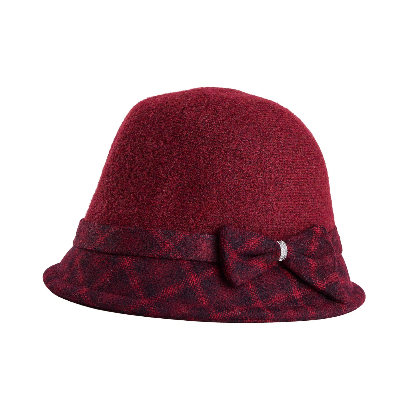 Calista Plaid Bow Cloche Hat