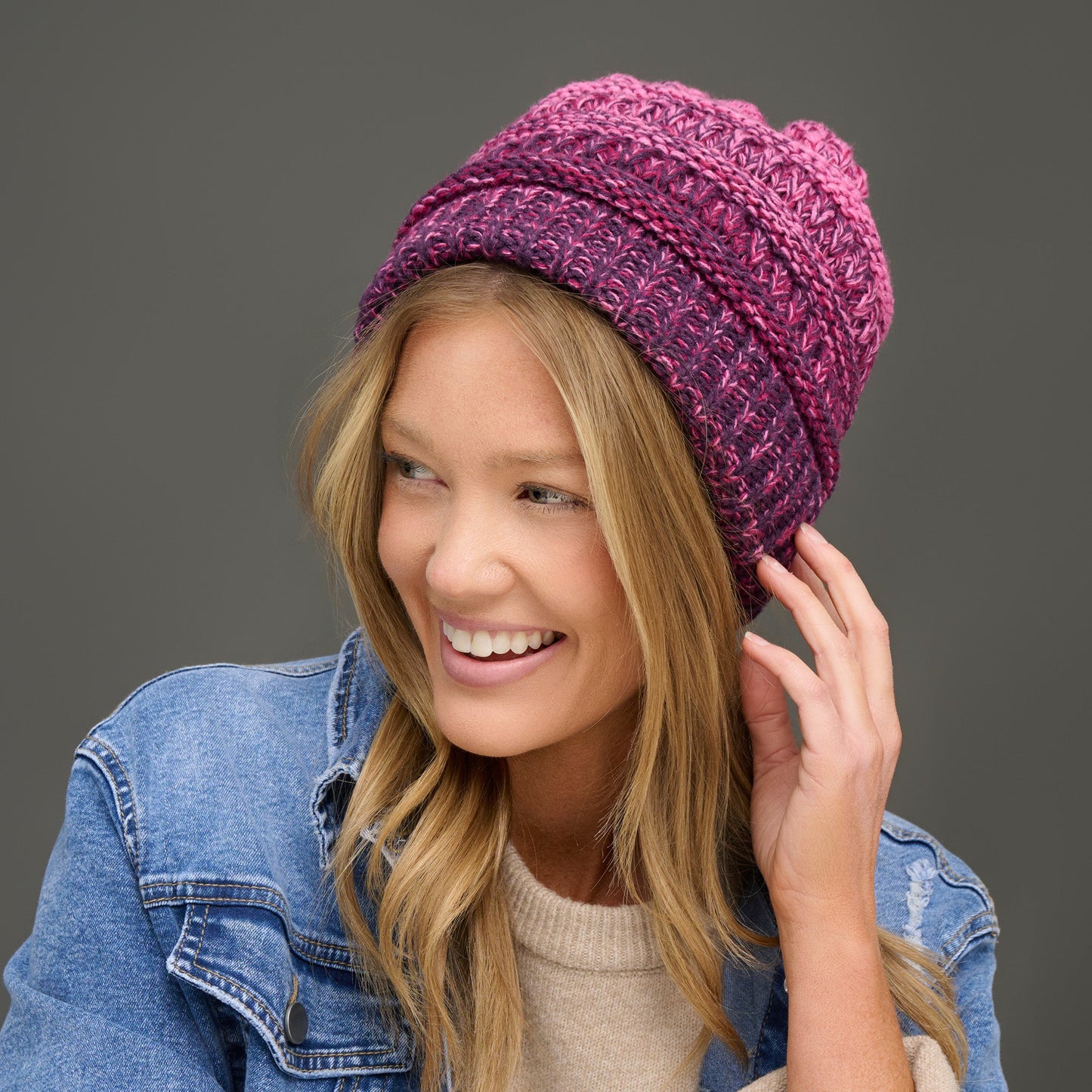 Hadley Ombre Crochet Knit Beanie
