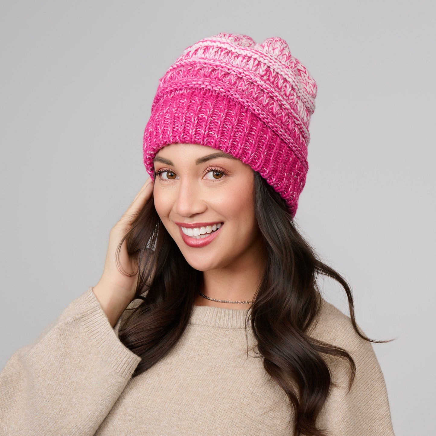 Hadley Ombre Crochet Knit Beanie