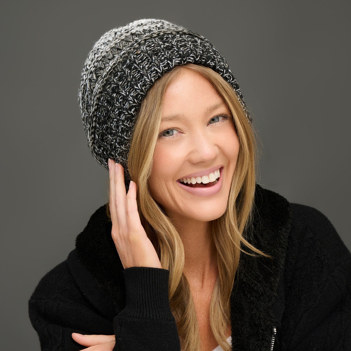 Hadley Ombre Crochet Knit Beanie