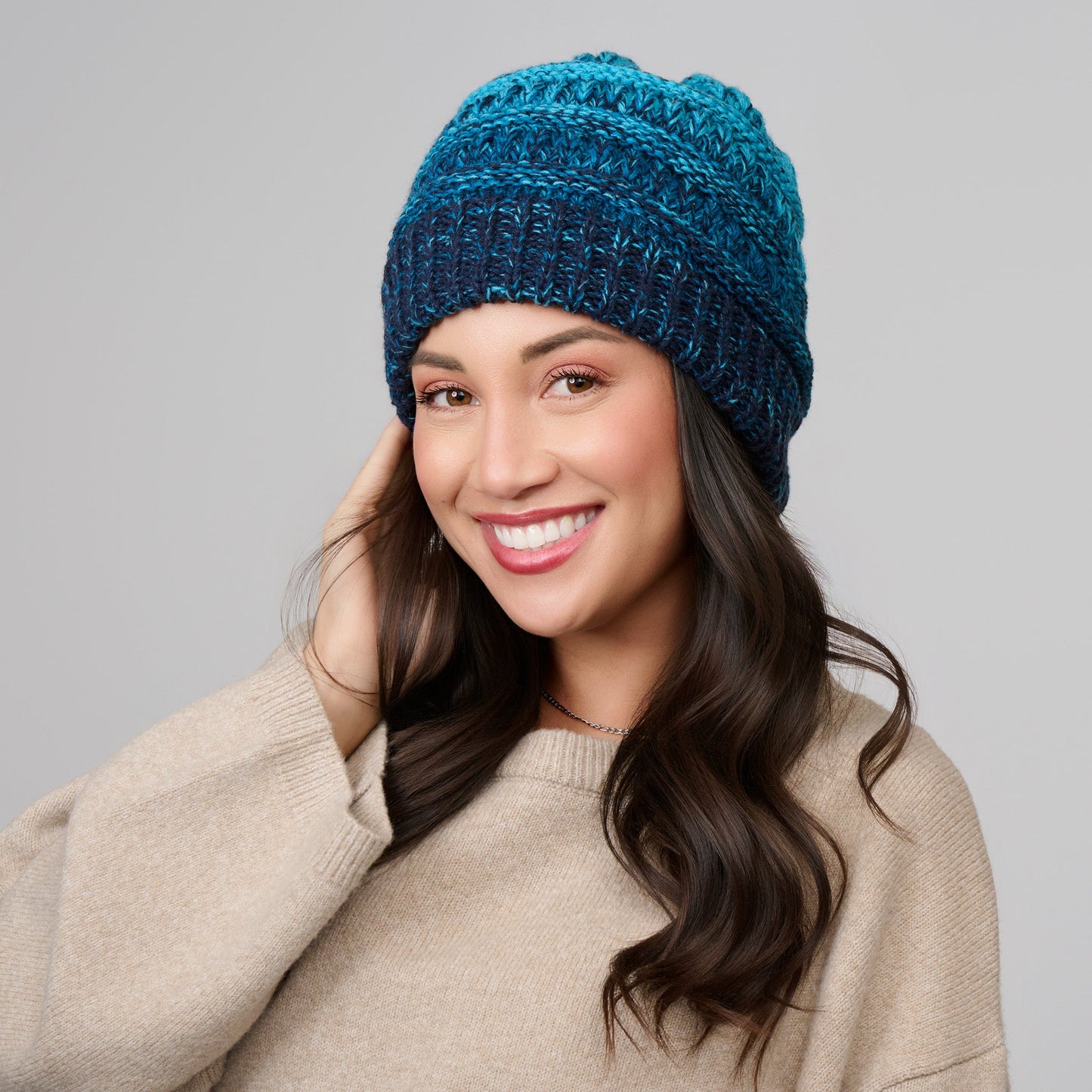 Hadley Ombre Crochet Knit Beanie