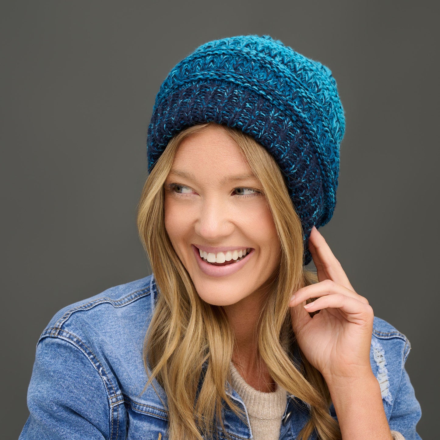 Hadley Ombre Crochet Knit Beanie