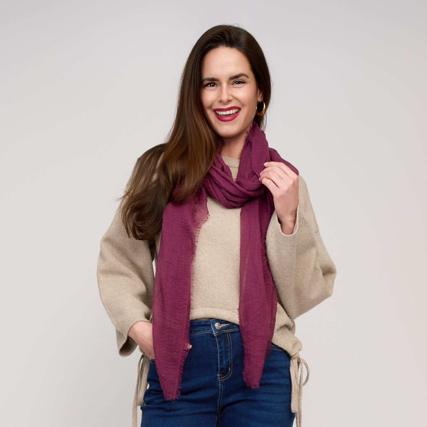 Jaymes Lightweight Raw Edge Scarf
