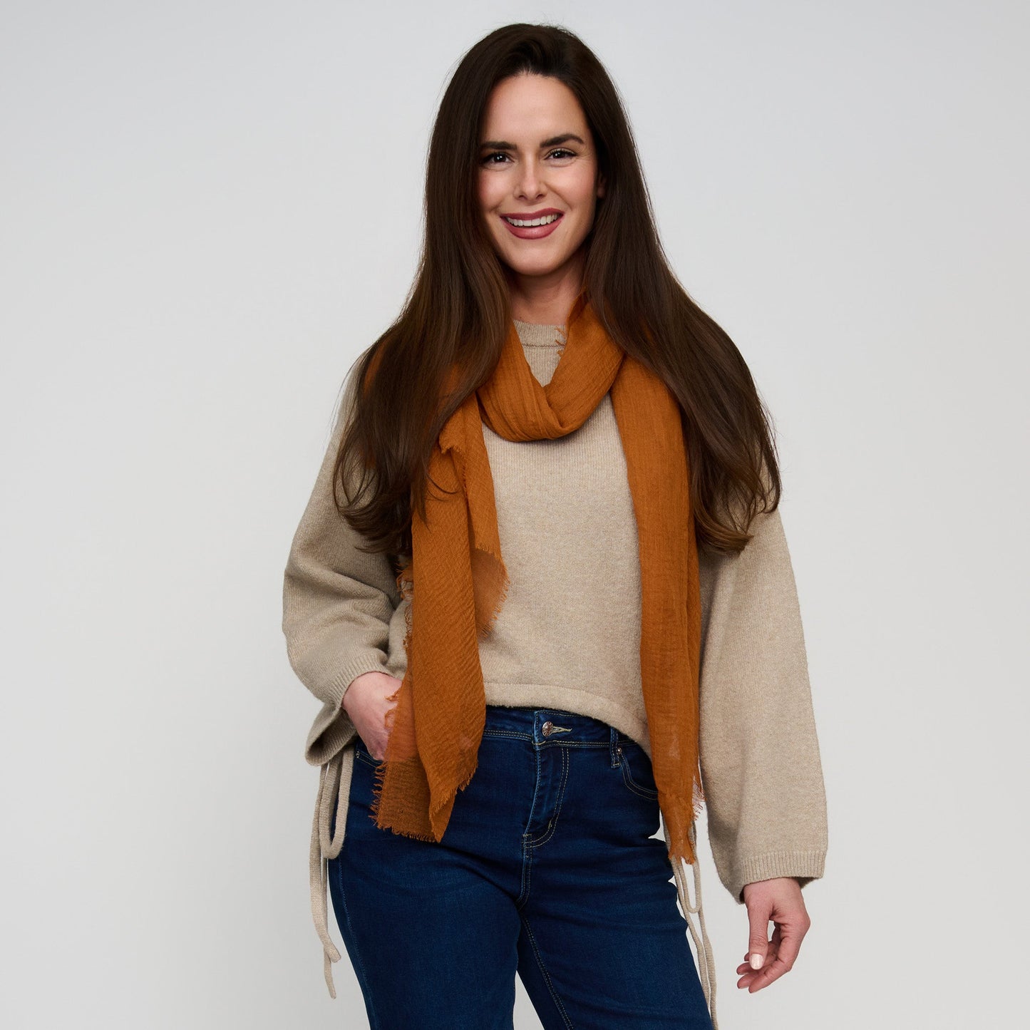 Jaymes Lightweight Raw Edge Scarf
