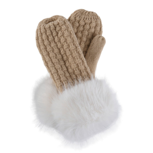 Natalie Faux Fur Trim Mittens