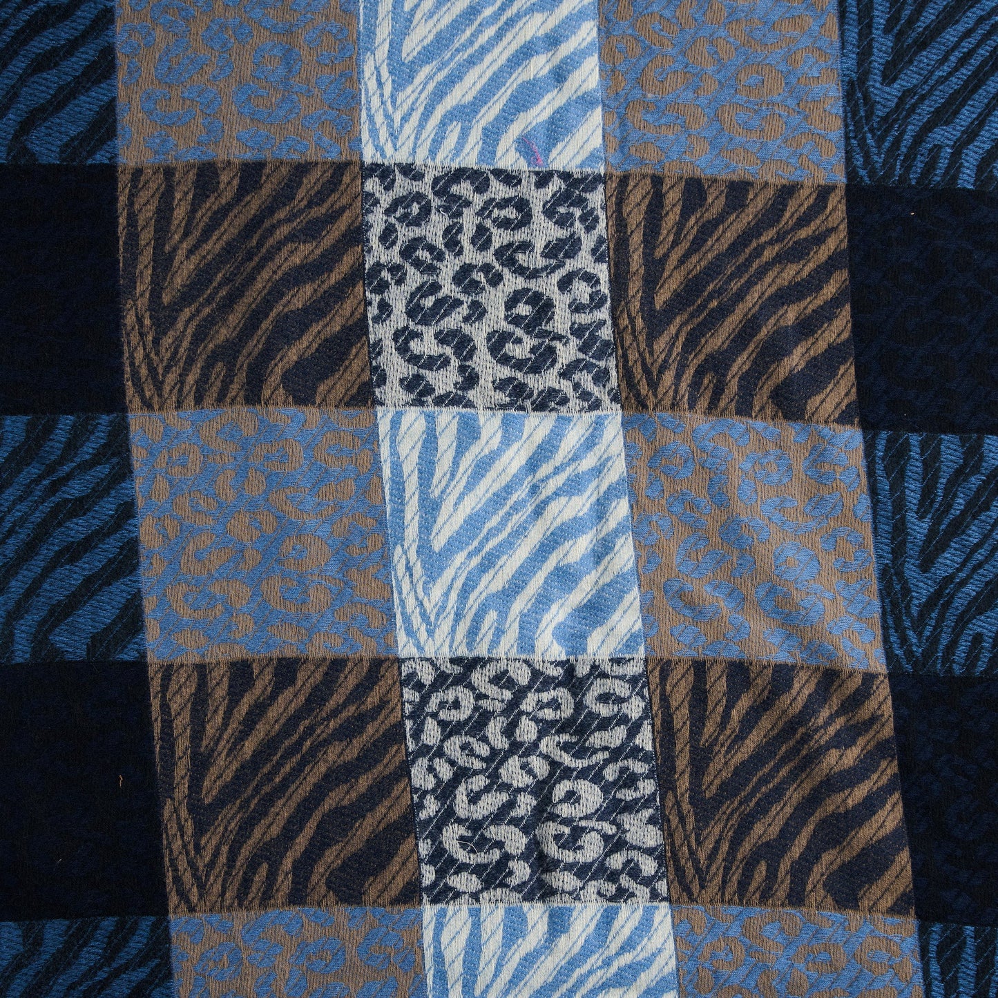 Leni Animal Print Plaid Fringe Scarf
