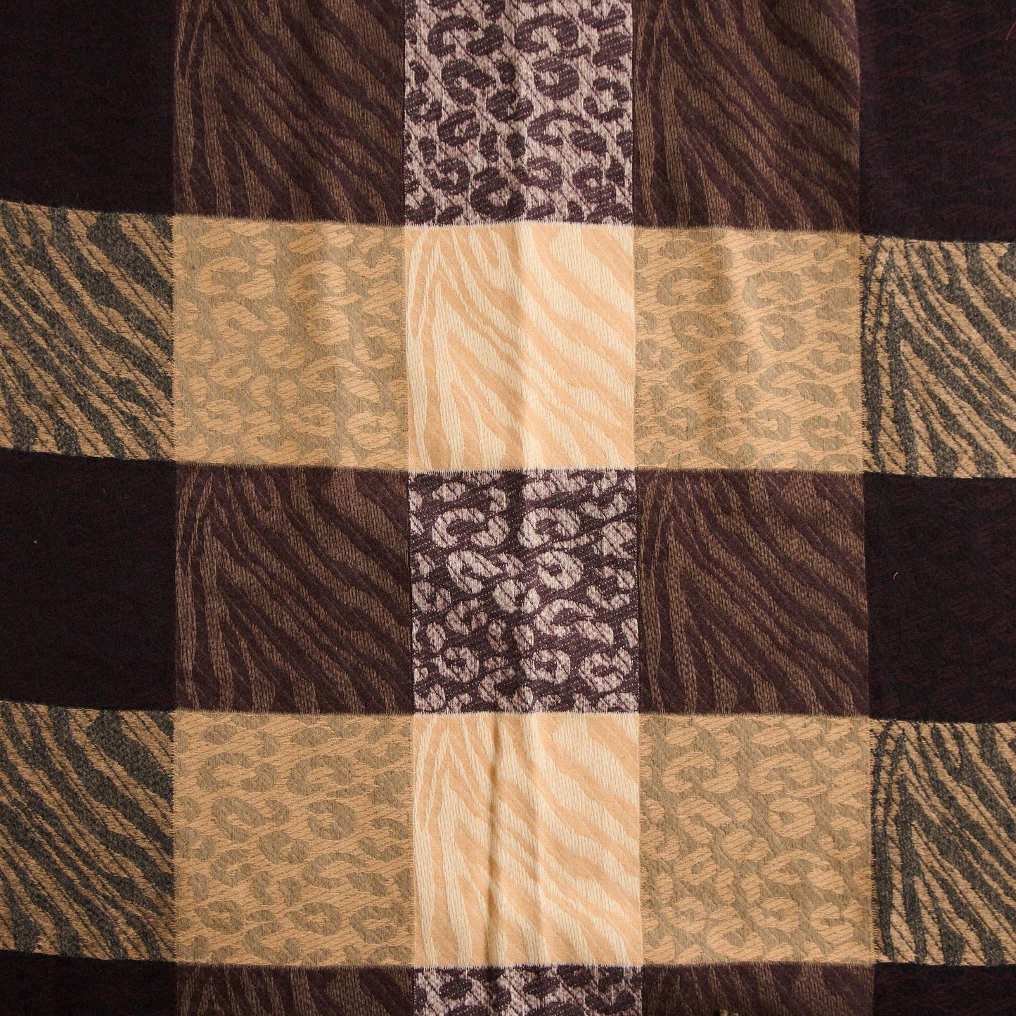 Leni Animal Print Plaid Fringe Scarf
