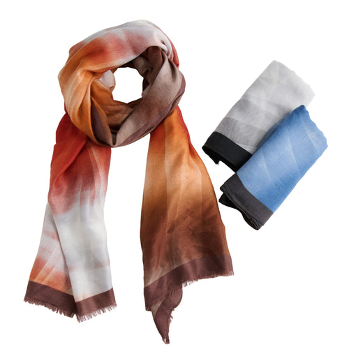 6 Piece Elison Ombre Raw Edge Lightweight Scarf Assortment