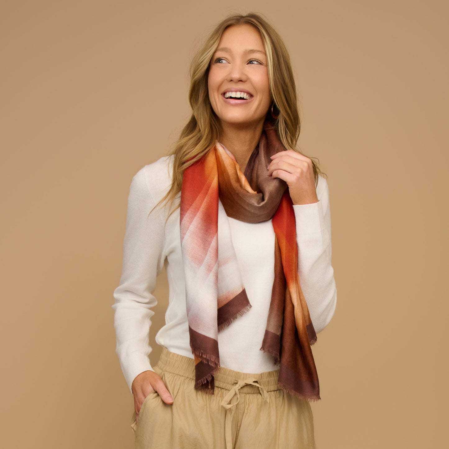 Elison Ombre Raw Edge Lightweight Scarf