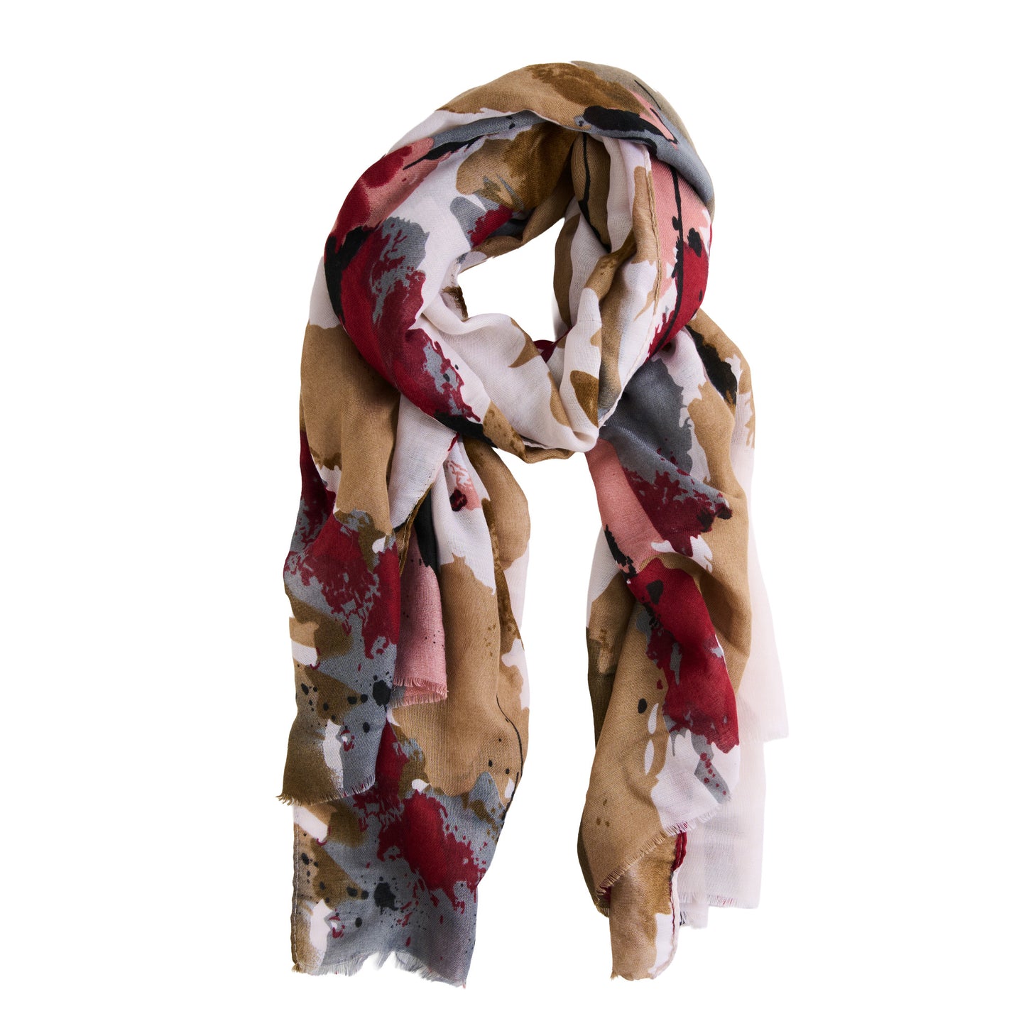 Laurel Abstract Floral Raw Edge Lightweight Scarf