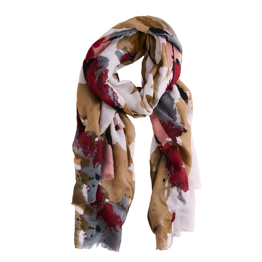 Laurel Abstract Floral Raw Edge Lightweight Scarf