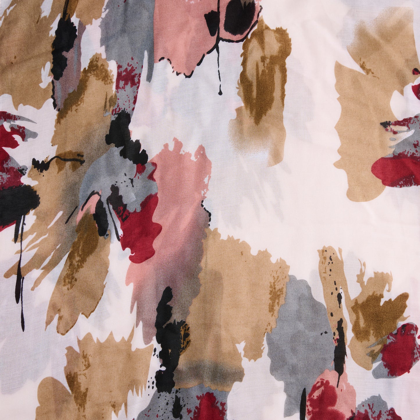 Laurel Abstract Floral Raw Edge Lightweight Scarf