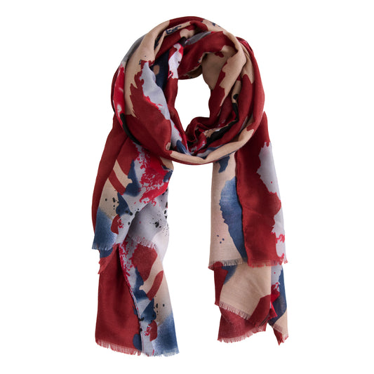 Laurel Abstract Floral Raw Edge Lightweight Scarf