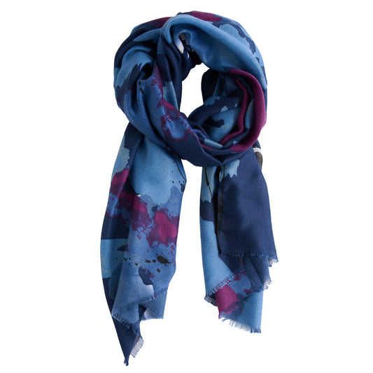 Laurel Abstract Floral Raw Edge Lightweight Scarf