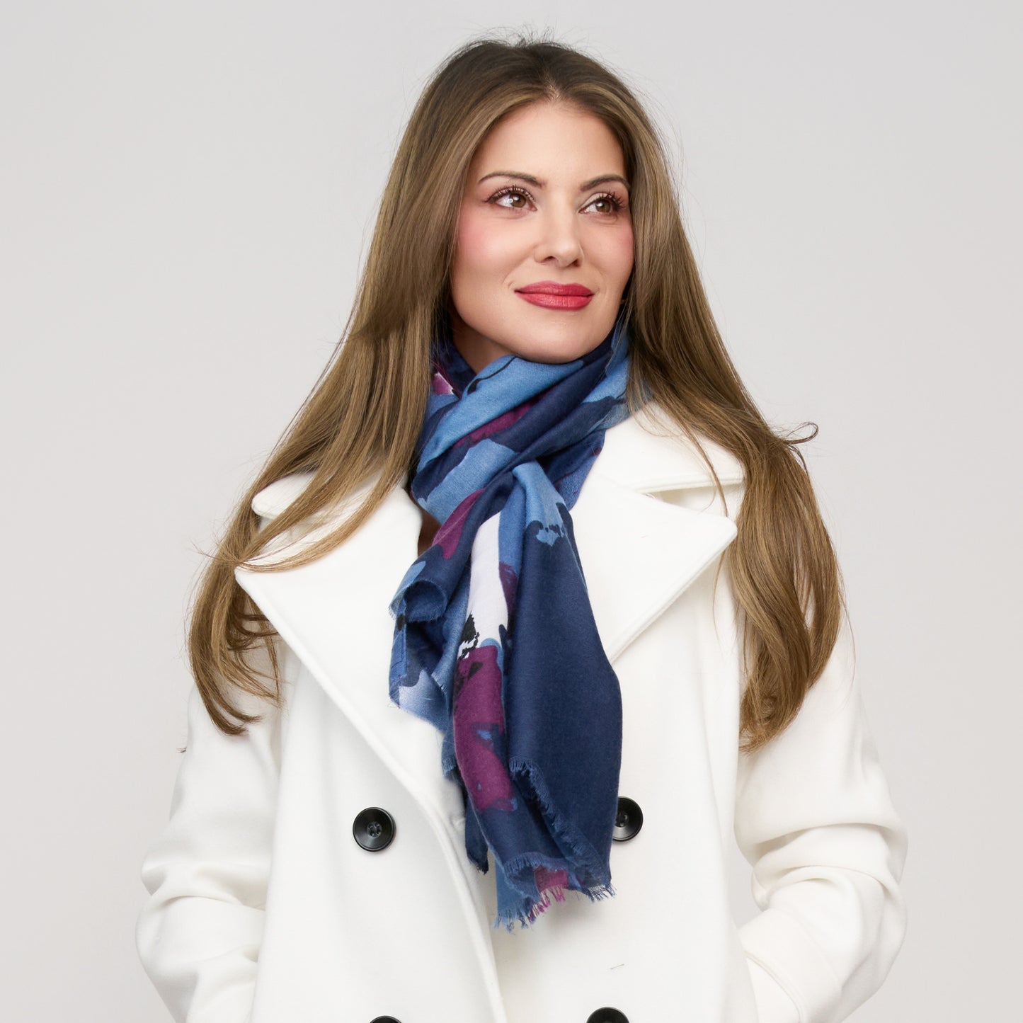 Laurel Abstract Floral Raw Edge Lightweight Scarf