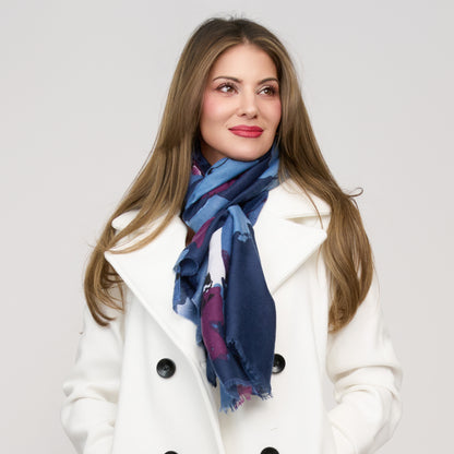 Laurel Abstract Floral Raw Edge Lightweight Scarf