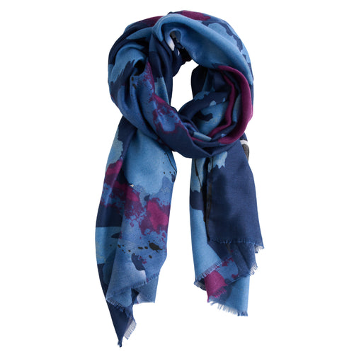 Laurel Abstract Floral Raw Edge Lightweight Scarf
