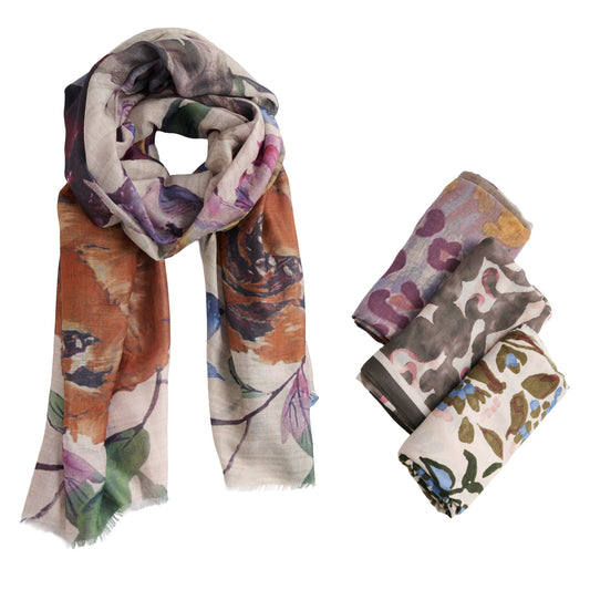 8 Piece Jones Abstract Raw Edge Lightweight Scarf Assortment