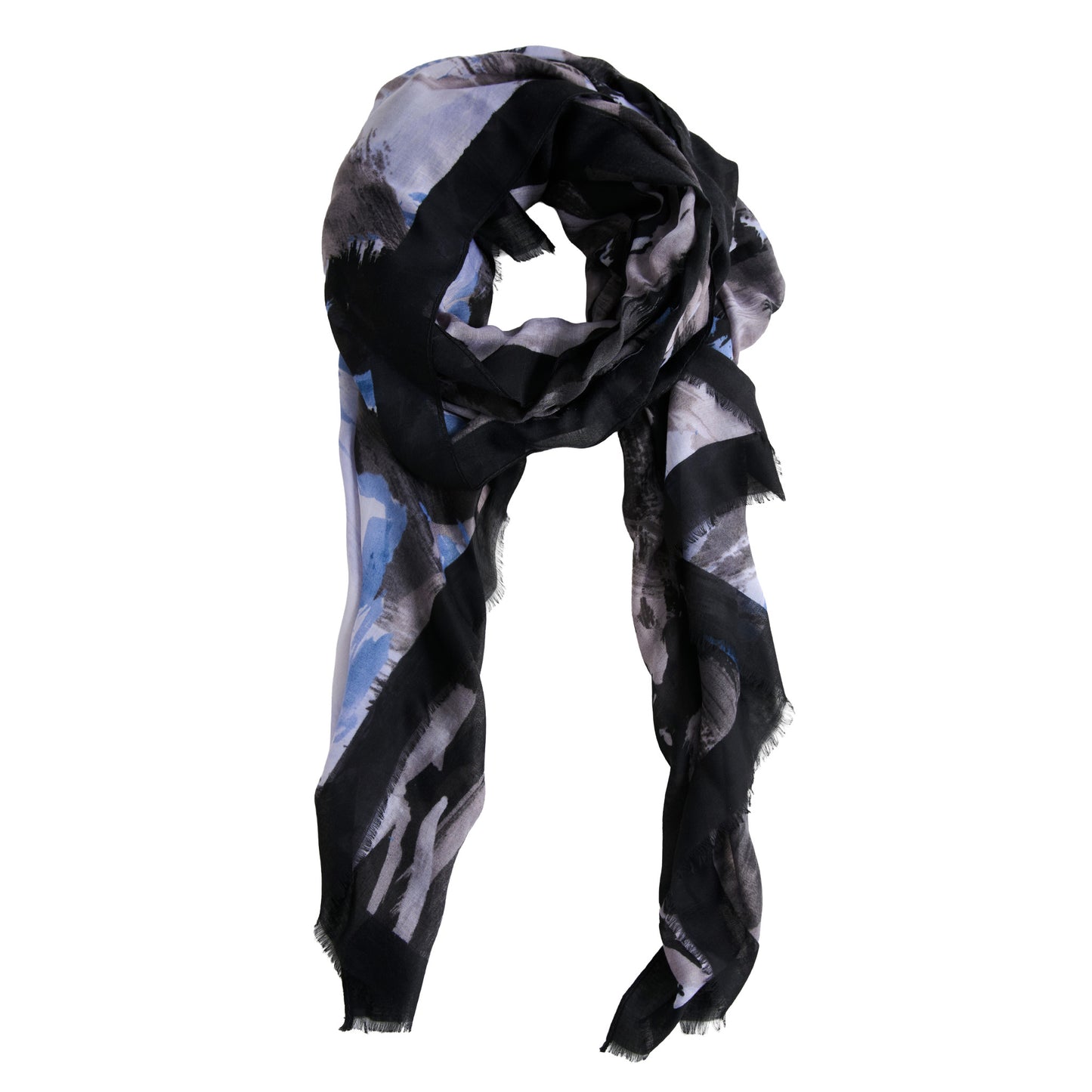 Raya Abstract Brush Stroke Raw Edge Lightweight Scarf
