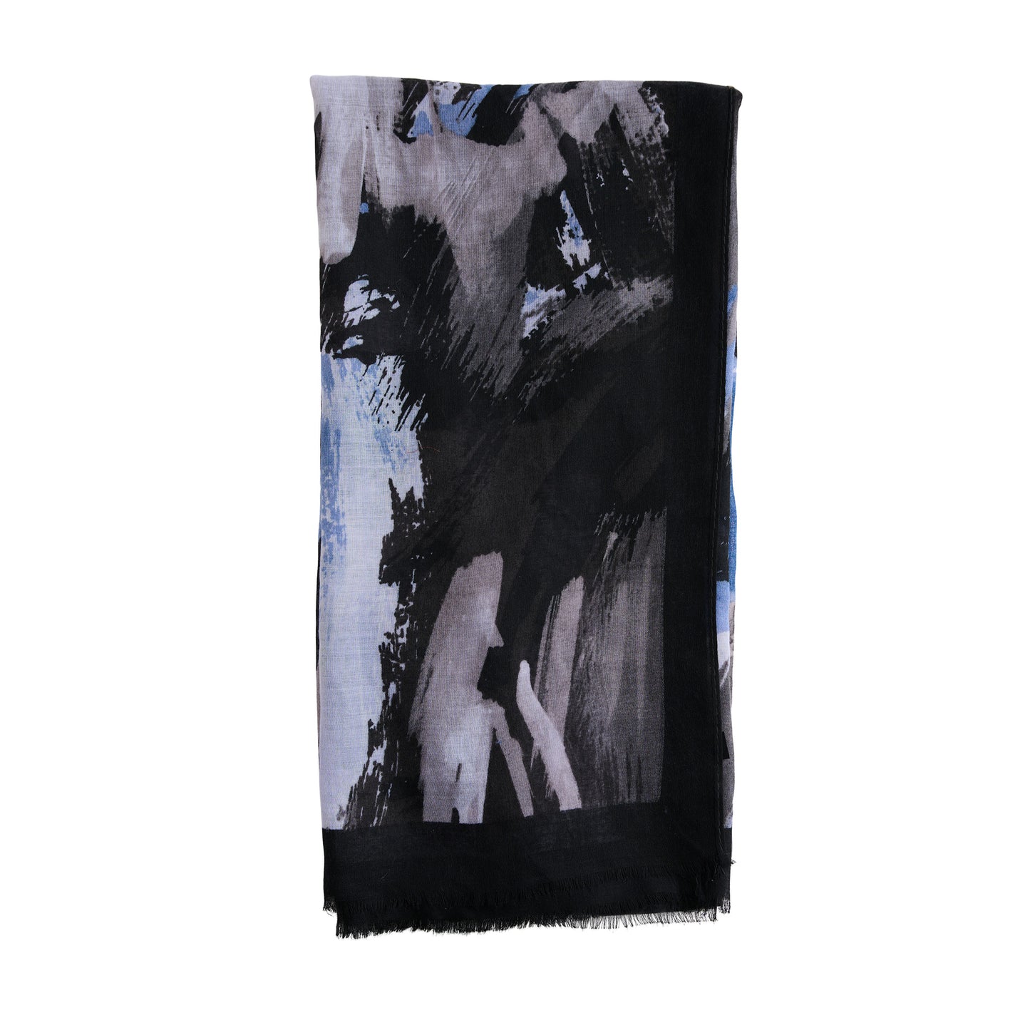 Raya Abstract Brush Stroke Raw Edge Lightweight Scarf