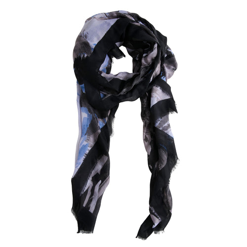 Raya Abstract Brush Stroke Raw Edge Lightweight Scarf