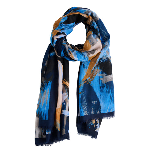 Raya Abstract Brush Stroke Raw Edge Lightweight Scarf