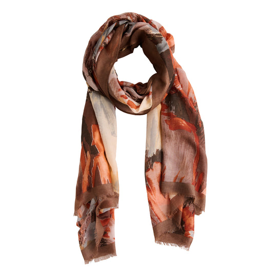 Raya Abstract Brush Stroke Raw Edge Lightweight Scarf