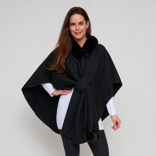 Kelsie Faux Fur Collar Open Front Wrap