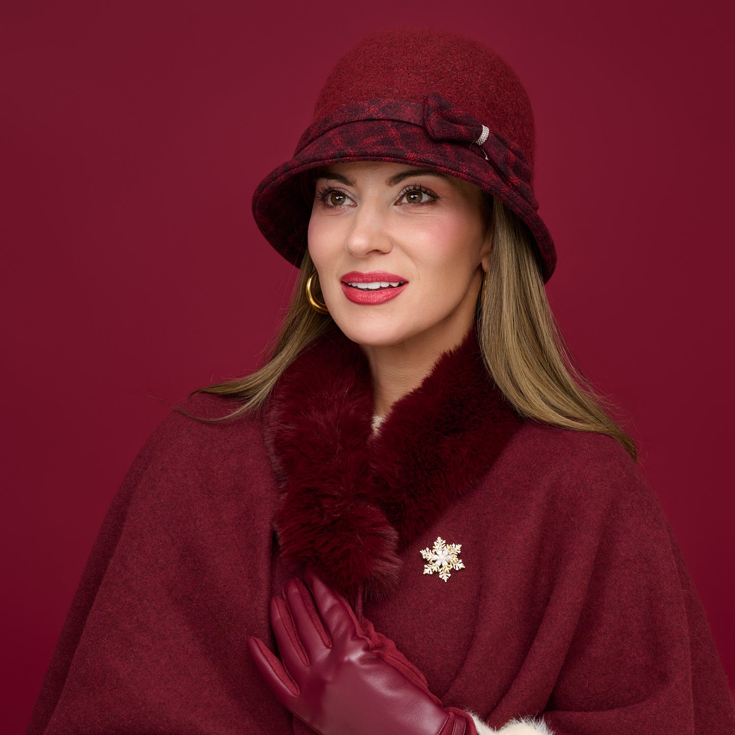 Kelsie Faux Fur Collar Open Front Wrap