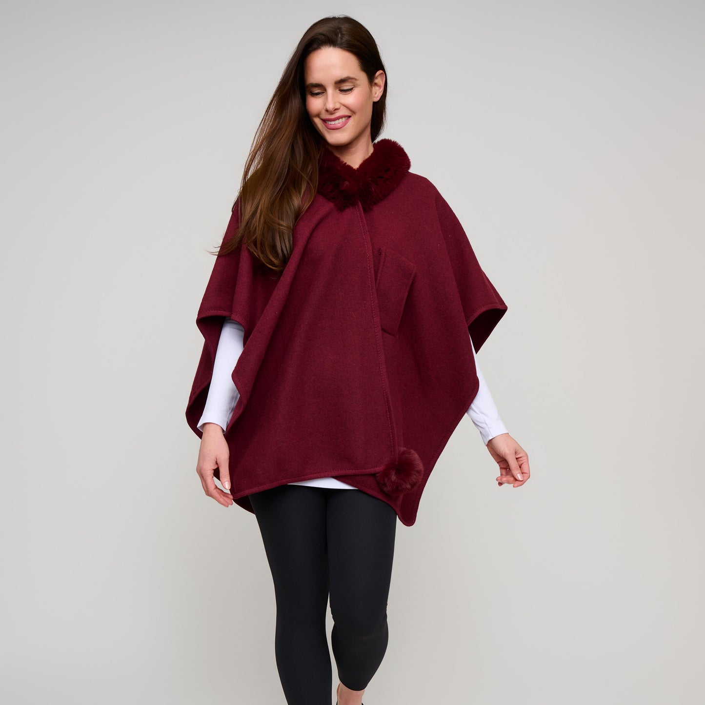 Kelsie Faux Fur Collar Open Front Wrap