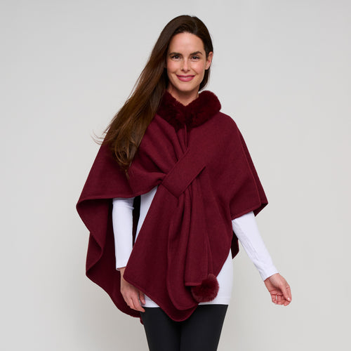 Kelsie Faux Fur Collar Open Front Wrap