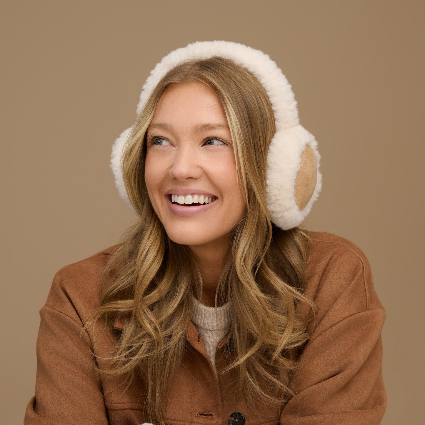 Riley Sherpa Lined Faux Suede Earmuffs