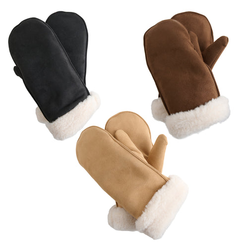 6 Piece Riley Sherpa Lined Faux Suede Mitten Assortment