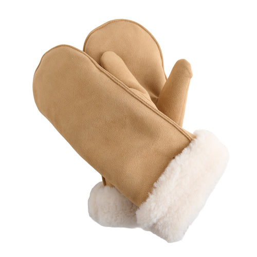 Riley Sherpa Lined Faux Suede Mittens