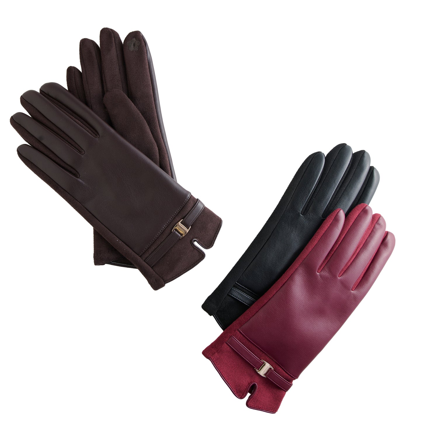6 Piece Brynn Vegan Leather Buckle Glove Assortment