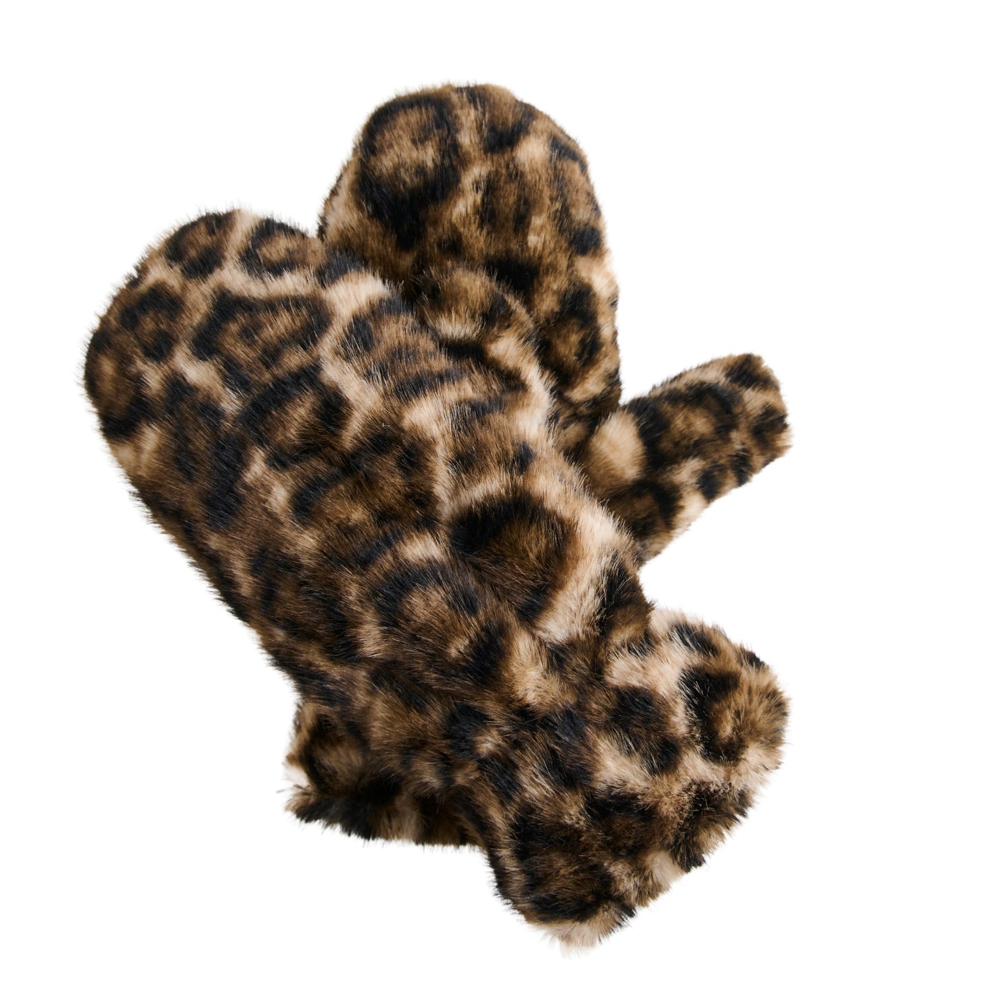 Roxy Leopard Print Faux Fur Mittens