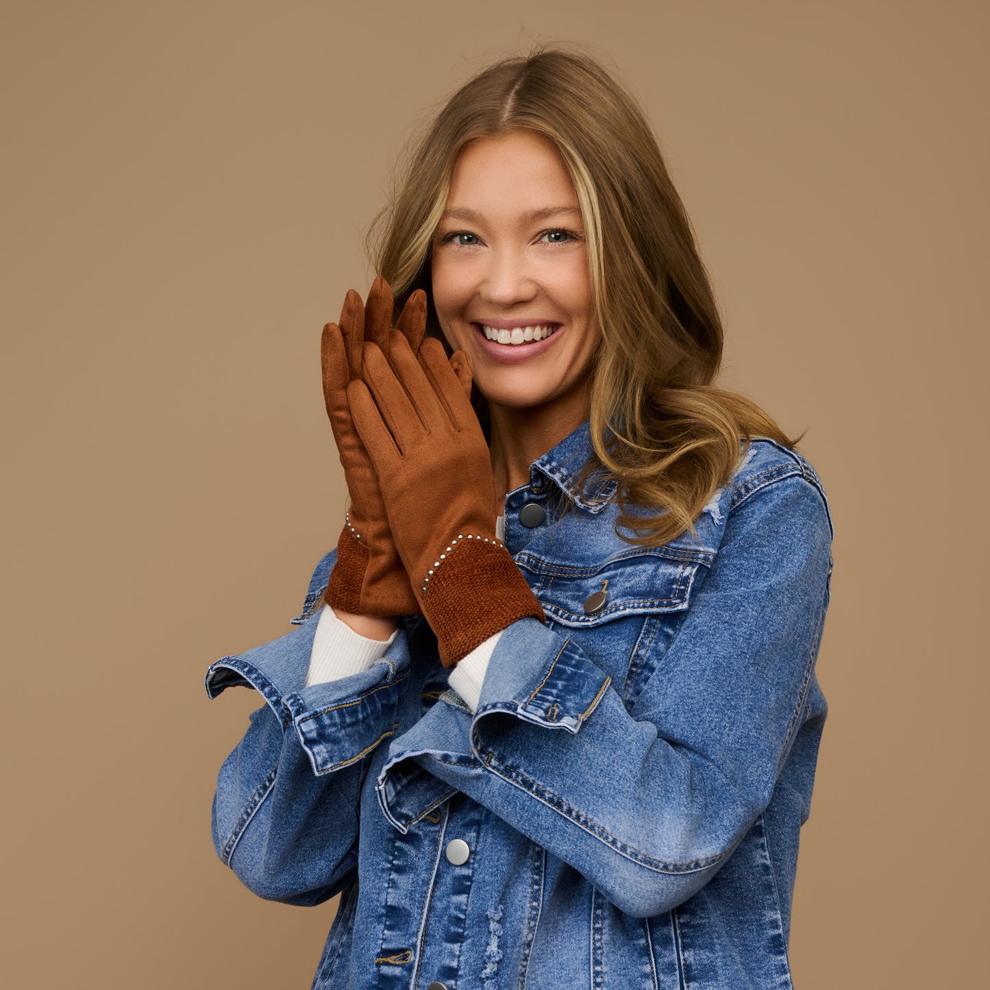 Vienne Faux Suede Studded Gloves