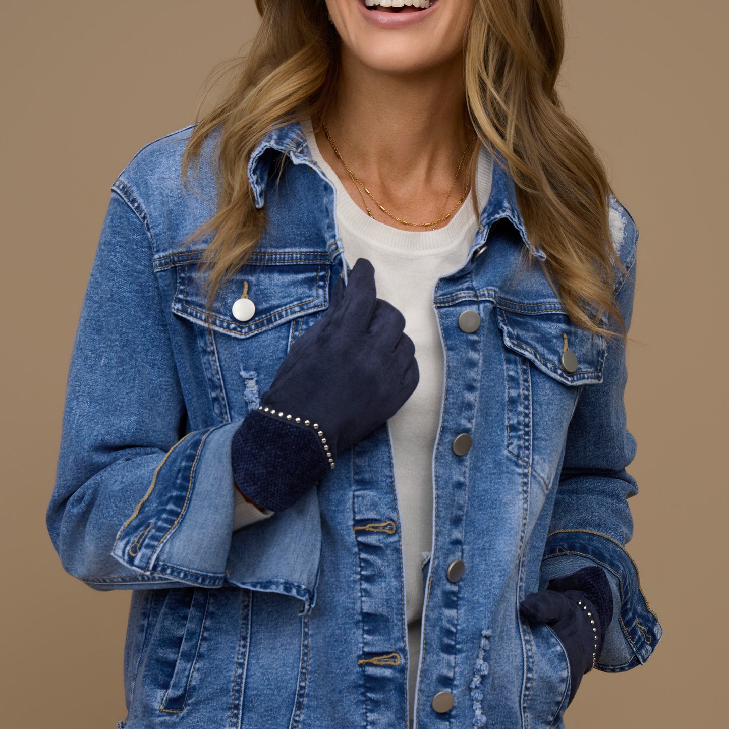 Vienne Faux Suede Studded Gloves