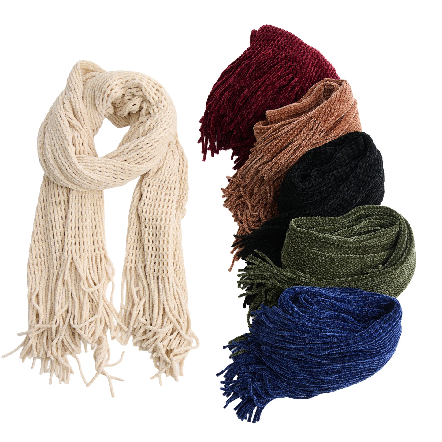 12 Piece Charli Chenille Fringe Scarf Assortment