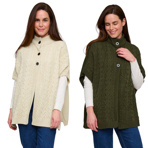 4 Piece Mavi Cable Knit Poncho Assortment